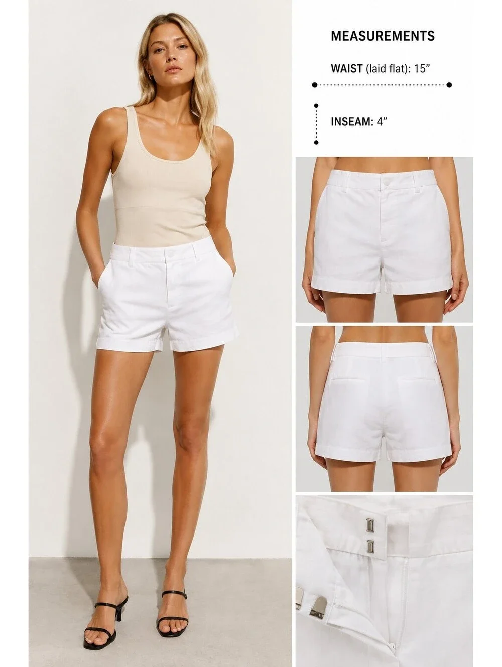 LOFT White Tailored Linen Blend Shorts Size 2